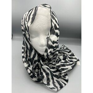 Italian Sheer Scarf Zebra Print Black White 62x15" Lightweight Stylish HeadCover